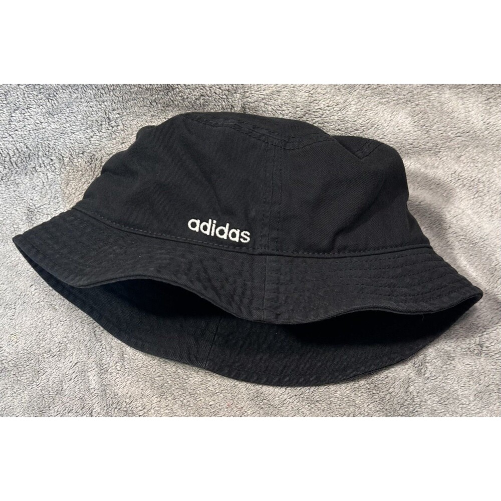 adidas Bucket Hat Black Solid Minimalist Logo AEROREADY Wicking Band US 7/22in